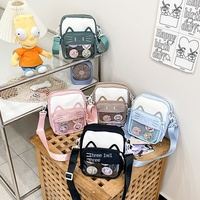 Sac à bandoulière OEM mignon pour femme, style anime japonais, avec broderie de chat de dessin animé, sac messager décontracté, sac de voyage