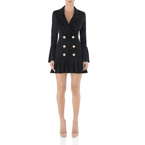 <span class=keywords><strong>Abito</strong></span> Blazer Estivo da Donna alla Moda, Casual, <span class=keywords><strong>Mini</strong></span>, a Maniche Lunghe, Doppiopetto, Aderente, con Cerniera, Ecologico - Product Image 6