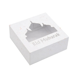 Islamic laser cut eid mubarak sweet gift boxes with window