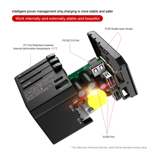 Quốc tế 4 Port USB 42 W PD du lịch adapter sạc điện thoại di động tường sạc nhiều usb <span class=keywords><strong>adaptor</strong></span> MỸ AUS EU ANH cắm - Product Image 2