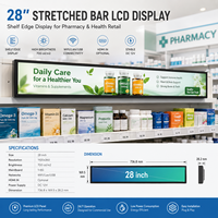 Écran LCD Barre Allongée Haute Luminosité pour Affichage Numérique Publicitaire – Lecteur d'Information pour Bords d'Étagères en Magasin de Détail