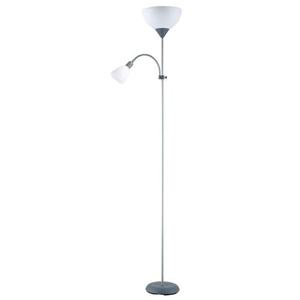 Lampe de sol avec lecteur de 1xE27 et 1xE14, couleur argent, dimensions 180x34x25,5 cm, idéale pour l'éclairage et la décoration en - Product Image 1