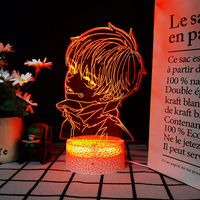 Prix de gros, lampe de nuit créative 3D d'anime, option de logo personnalisé, lampe décorative à changement de couleur 3 couleurs pour les amateurs d'anime
