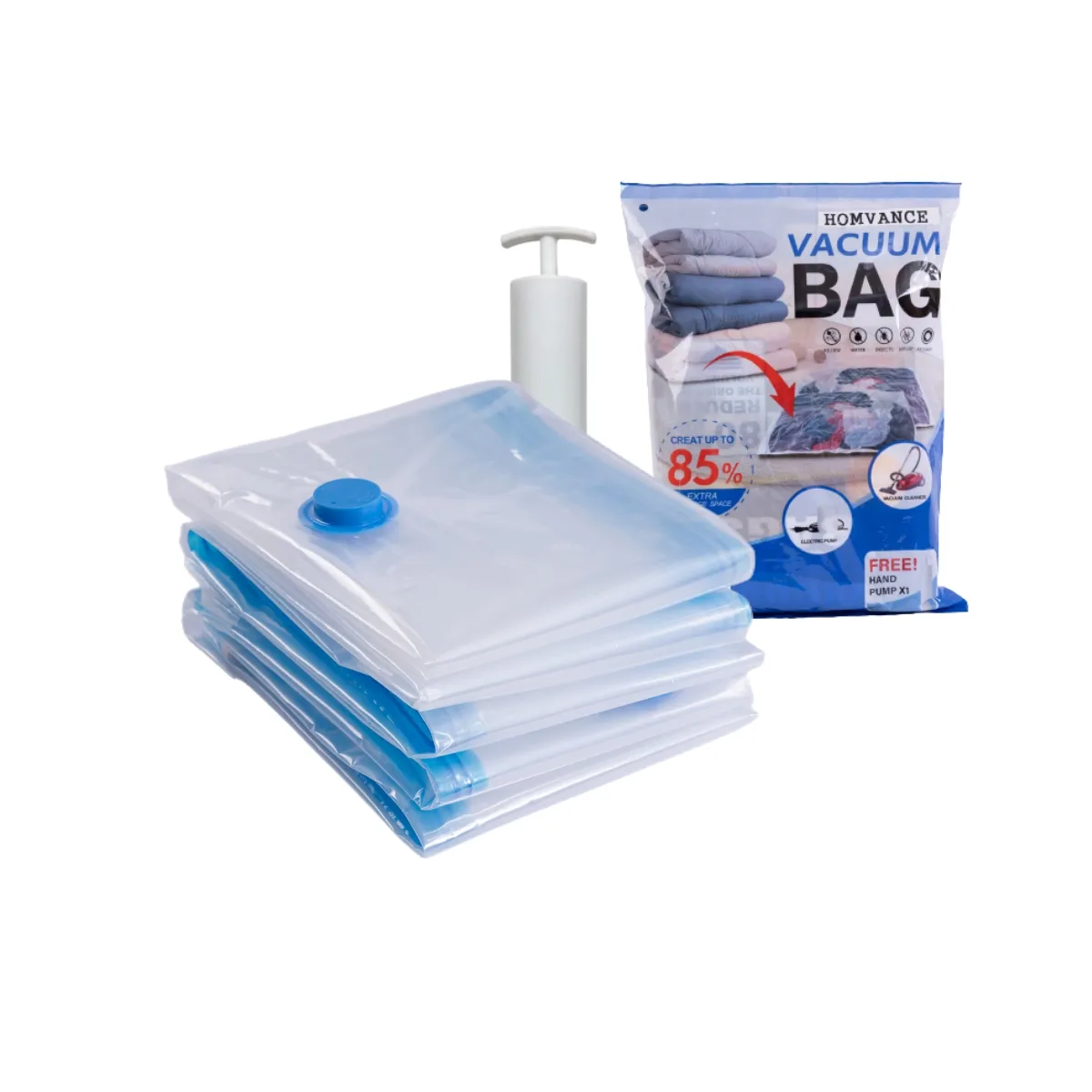 Paquete de 10 bolsas de almacenamiento al vacío con bomba, bolsas de almacenamiento comprimidas para ropa, bolsas de plástico ahorradoras de espacio, organizador de ropa de cama