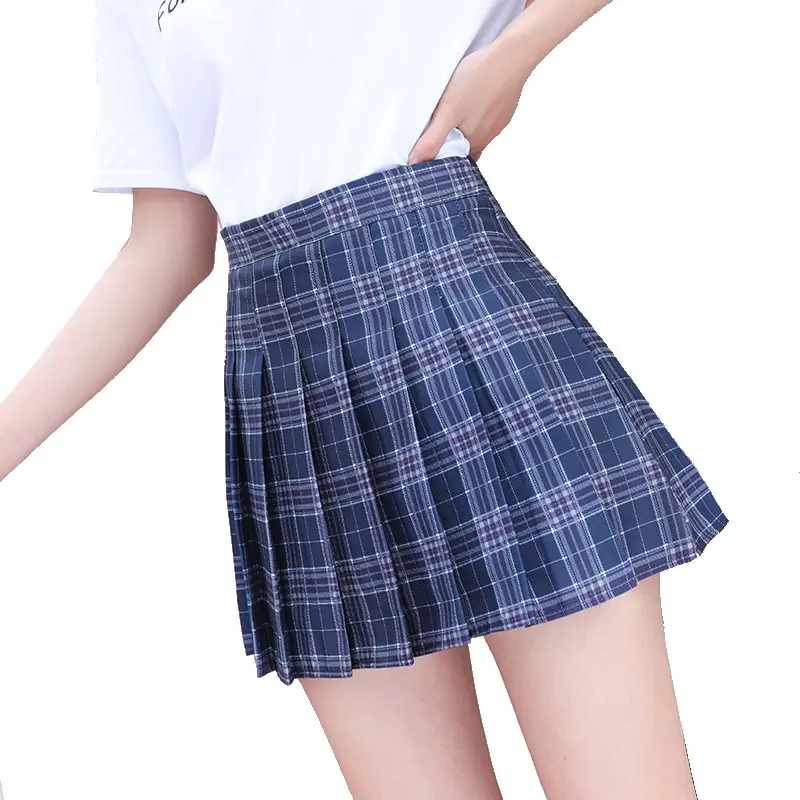 2021 New Arrivals Fashion Top Quality Korea Style Plaid Mini Pleated Skirts Low Price Girls Solid Color Cutie Sweet Pleat skirts