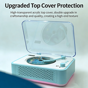 Reproductor de CD Estilo Tocadiscos Vintage, Conexión Inalámbrica, Cubierta Acrílica Antipolvo, Caja de Música Retro Portátil con Control de Perilla, Regalo Decorativo - Product Image 2