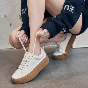 Platform <b>Shoes</b> New Korean Version of Casual Round Toe Lace-up <b>Soft</b> Genuine Leather Style Ladies A3 - Product Image 5