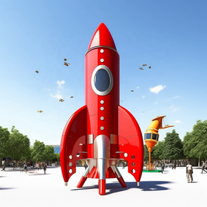 Personalizado Parque de Atracciones gigante moderno espacio arte <span class=keywords><strong>Pixar</strong></span> estilo Metal abrigo espejo cohete de acero inoxidable dibujos animados cohete barco escultura - Product Image 4