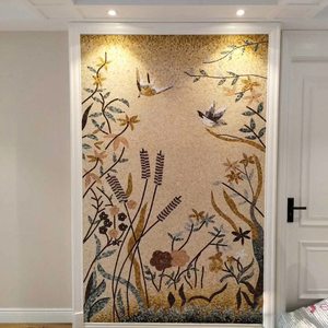 Art mural en mosaïque de <span class=keywords><strong>marbre</strong></span>, peinture de vase floral, peinture murale artisanale, panneau d'art en mosaïque de pierre naturelle pour la décoration du salon - Product Image 4
