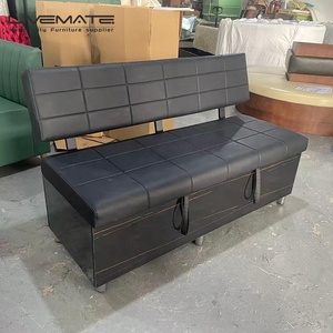 Meubles de restaurant américain modernes, banquette de buffet pour restauration rapide, banquette haute en cuir noir avec rangement - Product Image 1