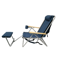Chaise de plage pliante en fer avec repose-pieds, inclinable et portable pour le camping, l'atelier et la chambre à coucher