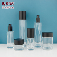 Flacon pompe en verre transparent vide de 30 ml, 50 ml, 100 ml, 120 ml pour produits de soin de la peau