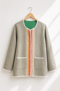 Vintage Cotton <b>Kantha</b> Reversible Autumn/Winter <b>Jacket</b> 4-5 Layer Fabric Patchwork Detailing Front Patch Pocket Full Sleeves - Product Image 5