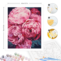 Peinture par numéros pour adultes Kits fleurs moderne mur Art photo par numéros pour la décoration intérieure 40x50cm/16x20 pouces sans