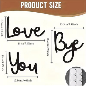 Adesivo Murale in Legno con Alfabeto Moderno e Semplice, Logo 'Love You Bye' <span class=keywords><strong>per</strong></span> Decorazione di <span class=keywords><strong>Casa</strong></span>, Corridoio e Camera da Letto - Product Image 2