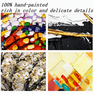 Dipinto a Olio Astratto Moderno con Fiori, <span class=keywords><strong>Arte</strong></span> Murale Floreale 3D Fatta a Mano su Tela per Decorazione Alberghiera - Product Image 5