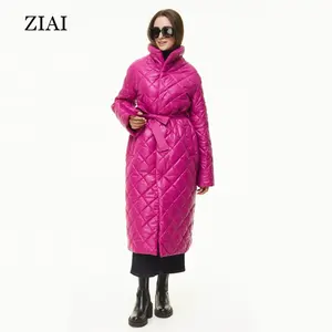 Wholesale 2023 spring and autumn clothing ladies stand collar padded coat women long quilted jacket in multi color