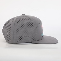 Chapeau de sport à bord plat à 7 panneaux avec logo brodé de haute qualité OEM, casquette de relance en polyester grise personnalisée pour hommes et femmes, chapeau de vente en gros