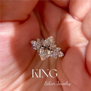 Bague en argent sterling S925 plaqué or avec fleur et diamant, bijoux fins pour femmes, bague de mariage - Product Image 1