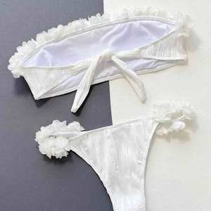 Couleur unie 2 pièces ensemble soutien-gorge <span class=keywords><strong>culotte</strong></span> femmes Sexy Bikini <span class=keywords><strong>blanc</strong></span> natation Bikini <span class=keywords><strong>maillot</strong></span> <span class=keywords><strong>de</strong></span> <span class=keywords><strong>bain</strong></span> fleur taille haute <span class=keywords><strong>blanc</strong></span> <span class=keywords><strong>maillot</strong></span> <span class=keywords><strong>de</strong></span> <span class=keywords><strong>bain</strong></span> - Product Image 5