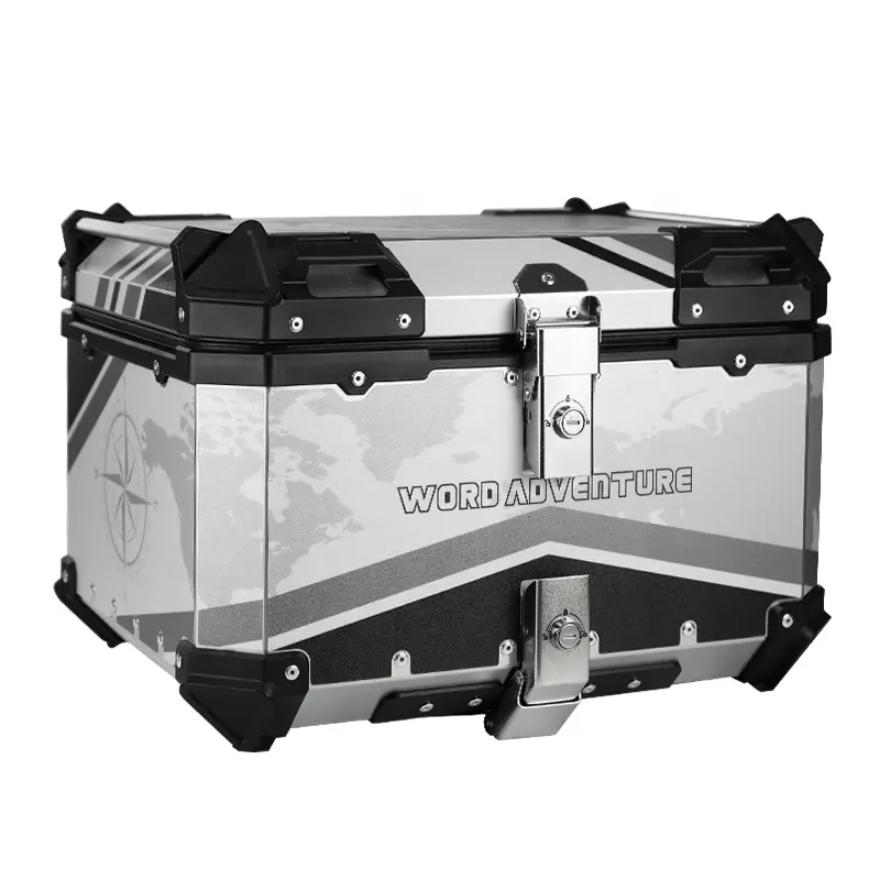 Caja superior de aluminio para maletero de motocicleta, caja de herramientas con logotipo de color, venta al por mayor