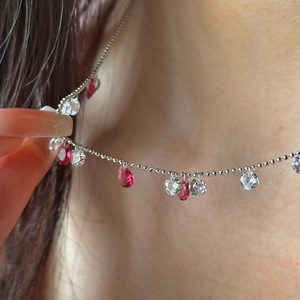 S925 Pure Silver Wheat Ear Necklace with Medieval Vintage Drawstring Lace Simple French Elegance Niche Design <b>Crystal</b> Necklace - Product Image 5