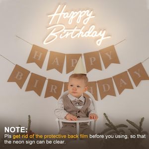 Joyeux anniversaire, enseignes néon LED à intensité variable, alimentées par USB, lumière d'ambiance, décoration de vitrine, lumière indicatrice de rue, personnalisable - Product Image 5
