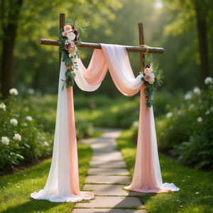 Kit de fleurs pour arche de mariage rose poudré et ivoire, 21 pieds, avec drapé en tissu pour toile de fond de réception et décoration de cérémonie, Pack 4 - Product Image 2