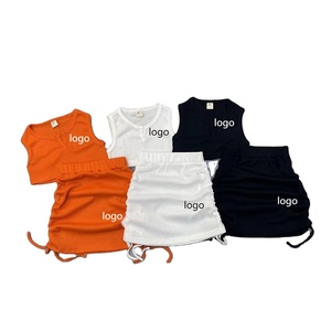 Ruidian niños verano <span class=keywords><strong>Boom</strong></span> Bot venta algodón Pit Strip traje chaleco dibujar cuerda Falda corta Sett Niñas Ropa niños ropa - Product Image 2