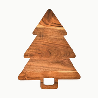 Planche à découper en bois d'acacia en forme de sapin de Noël avec poignée - Sûre pour la maison et les restaurants