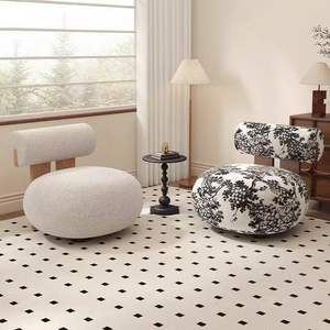 Sillón Individual Estilo Crema, Moderno, Tipo Sofá Perezoso, para Sala de Estar o Dormitorio, Silla Simple de Terciopelo de Cordero, Diseño de Hipopótamo - Product Image 5