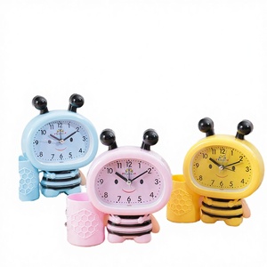 ที่ใส่ปากกาแบบกลมพลาสติกลายการ์ตูนผึ้งพร้อมนาฬิกา - Product Image 3