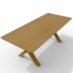 طاولة طعام فاخرة حديثة كلاسيكية صديقة للبيئة بسطح رخامي مستطيل الشكل وأرجل معدنية على شكل X للمطاعم - Product Image 4