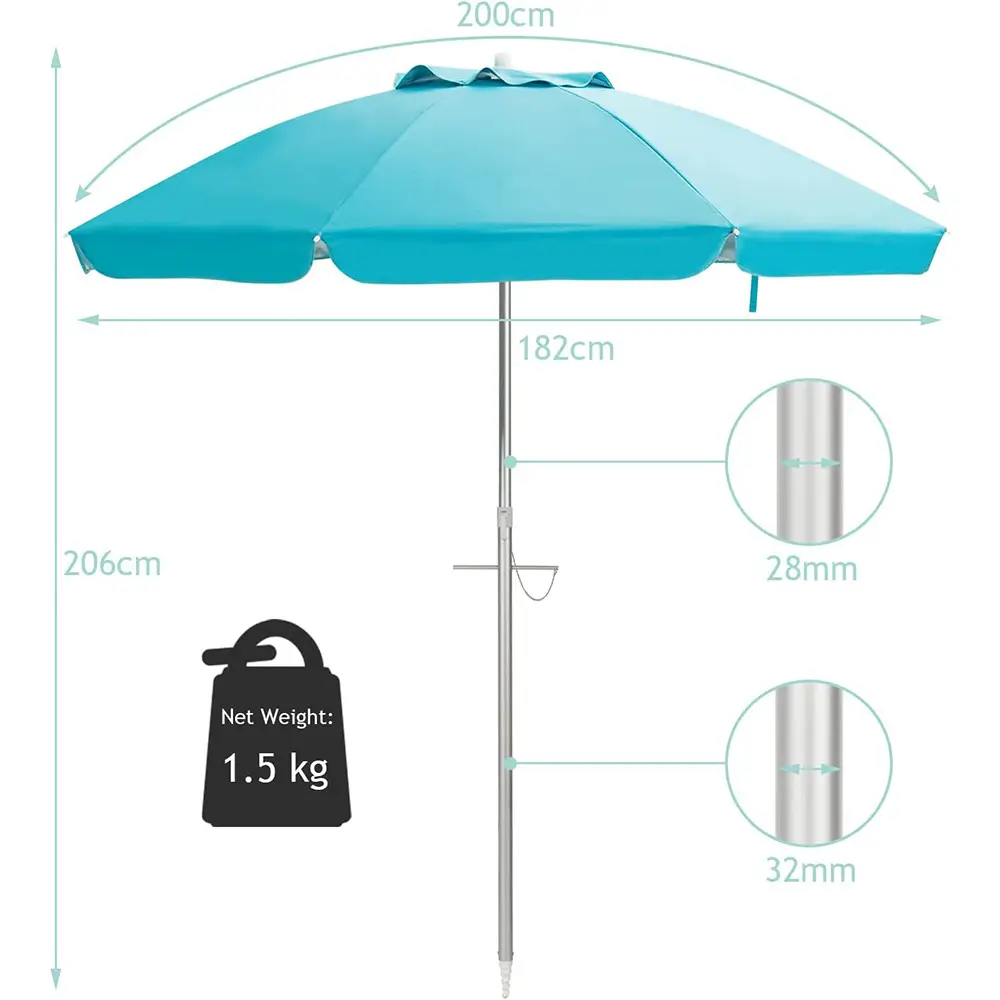 Wholesale Outdoor Umbrella Sun Umbrella Portable Beach With Tilt And Sand Anchor, Hot Selling Uv Protection Sun Umbrella Beach