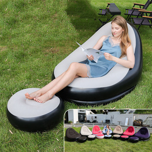 Nouveau Canapé Gonflable Floqué, Fauteuil de Repos avec Repose-Pieds, Chaise Longue Pliable et Paresseuse, Tapis de Camping, Lit de Loisirs Plage et Bord de Mer - Product Image 3