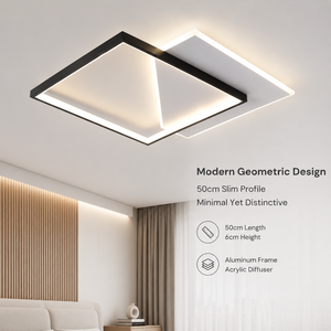 Modern Geometric Acrylic Led Surface Mount <b>Ceiling</b> <b>Light</b> <b>Remote</b> <b>Control</b> Dimmable Tri Color For Living Room Bedroom - Product Image 2