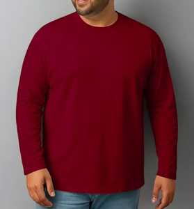 <b>Men's</b> Maroon Long Sleeve V-neck T-<b>Shirt</b> Regular Fit Solid Casual 220 Grams Polyester/Cotton - Product Image 3
