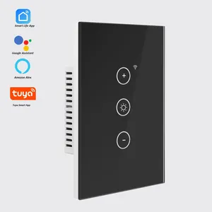 Interruptor dimmer inteligente Wifi Tuya estilo americano por atacado, interruptor dimmer inteligente Moes, aplicativo de controle remoto por voz Alexa usado