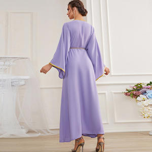 Robe Maxi Abaya musulmane, robe de soirée, Kaftan, Kimono, Ramadan, Arabe, dubaï, col en v, Slim, élégant, Burkha, fournisseur - Product Image 6