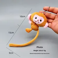 En gros, Pendentif porte-clés singe en peluche mignon super doux à longue queue, lavable, anti-stress, en coton PP