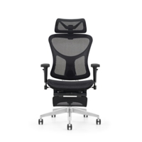 Fauteuil de bureau ergonomique moderne et inclinable avec accoudoirs réglables 6D, appui-tête réglable, support lombaire et dossier ailé en aluminium