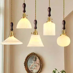 Enchufe <span class=keywords><strong>de</strong></span> latón <span class=keywords><strong>de</strong></span> madera <span class=keywords><strong>de</strong></span> nogal, <span class=keywords><strong>luz</strong></span> colgante, <span class=keywords><strong>tapa</strong></span> <span class=keywords><strong>de</strong></span> cerámica, comedor, Bar, mostrador, ventana, dormitorio, lámpara colgante pequeña Retro Nórdica - Product Image 6