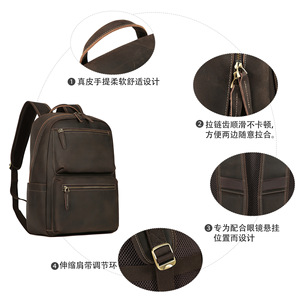 Dujiang Retro Leather <b>Backpack</b> <b>20L</b> Unisex Travel Bag Casual Outdoor Use - Product Image 4