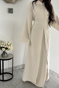 Ensemble de robes islamiques modestes faites à la main pour femmes, robes maxi élégantes en polyester et lin à manches longues, pour un usage quotidien - Product Image 2