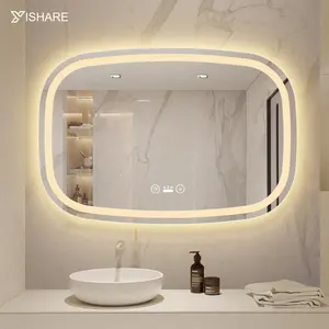 Factory Direct Sell Irregular Semicircle Bathroom Wall-mounted Smart Music Speaker Mirror