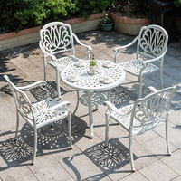 Table de bistrot moderne en aluminium moulé bronze antique - Ensemble de patio extérieur durable pour hôtel et villa