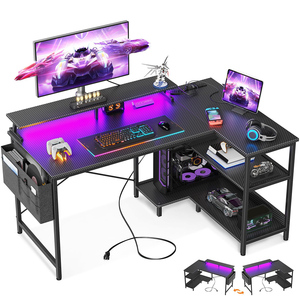 <span class=keywords><strong>Bureau</strong></span> de jeu RGB en forme de L, grand <span class=keywords><strong>bureau</strong></span> d'angle pour e-sport, table de jeu pour ordinateur, fabricant de bureaux pour PC <span class=keywords><strong>gamer</strong></span> noirs <span class=keywords><strong>avec</strong></span> prises électriques - Product Image 1