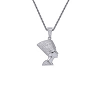 Promotion : Collier en laiton avec pendentif CZ visage de reine pharaon de l'Égypte ancienne – Bijou tendance pour le quotidien, les fêtes et les cadeaux