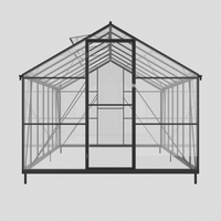 Grande serre véranda à montage facile avec cadre profilé en aluminium et feuille de polycarbonate pour jardin extérieur et arrière-cour