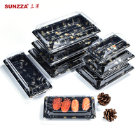 Sunzza-funda de plástico desechable para comida, protector anti-niebla de hoja dorada SZ01, caja de comida para sushi, embalaje para llevar